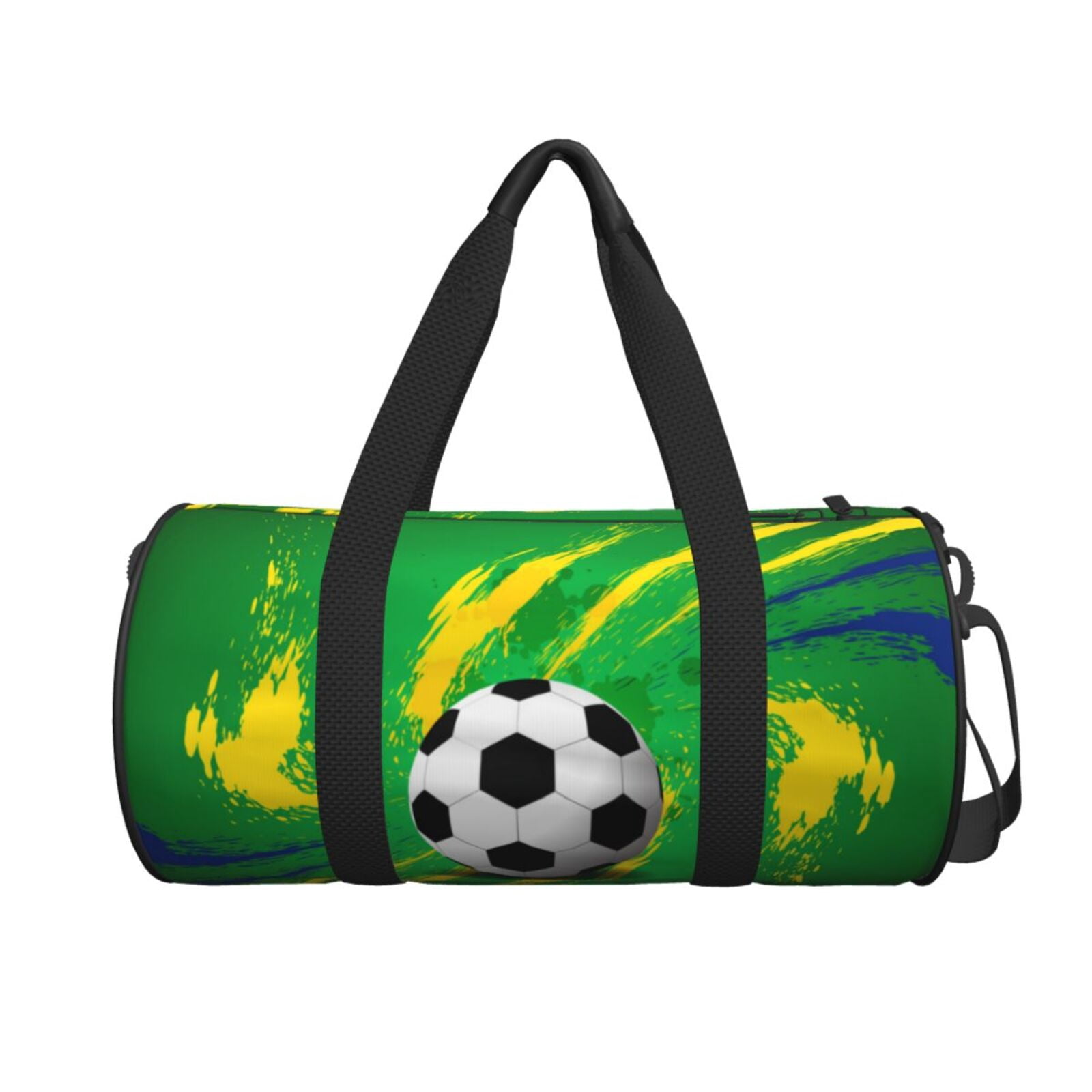 Soccer Brazil Travel Sport Duffle Bag, Canvas Shoulder Tote Gym Bags for Overnight Weekender Dancing Yoga Gymnastics Ballet