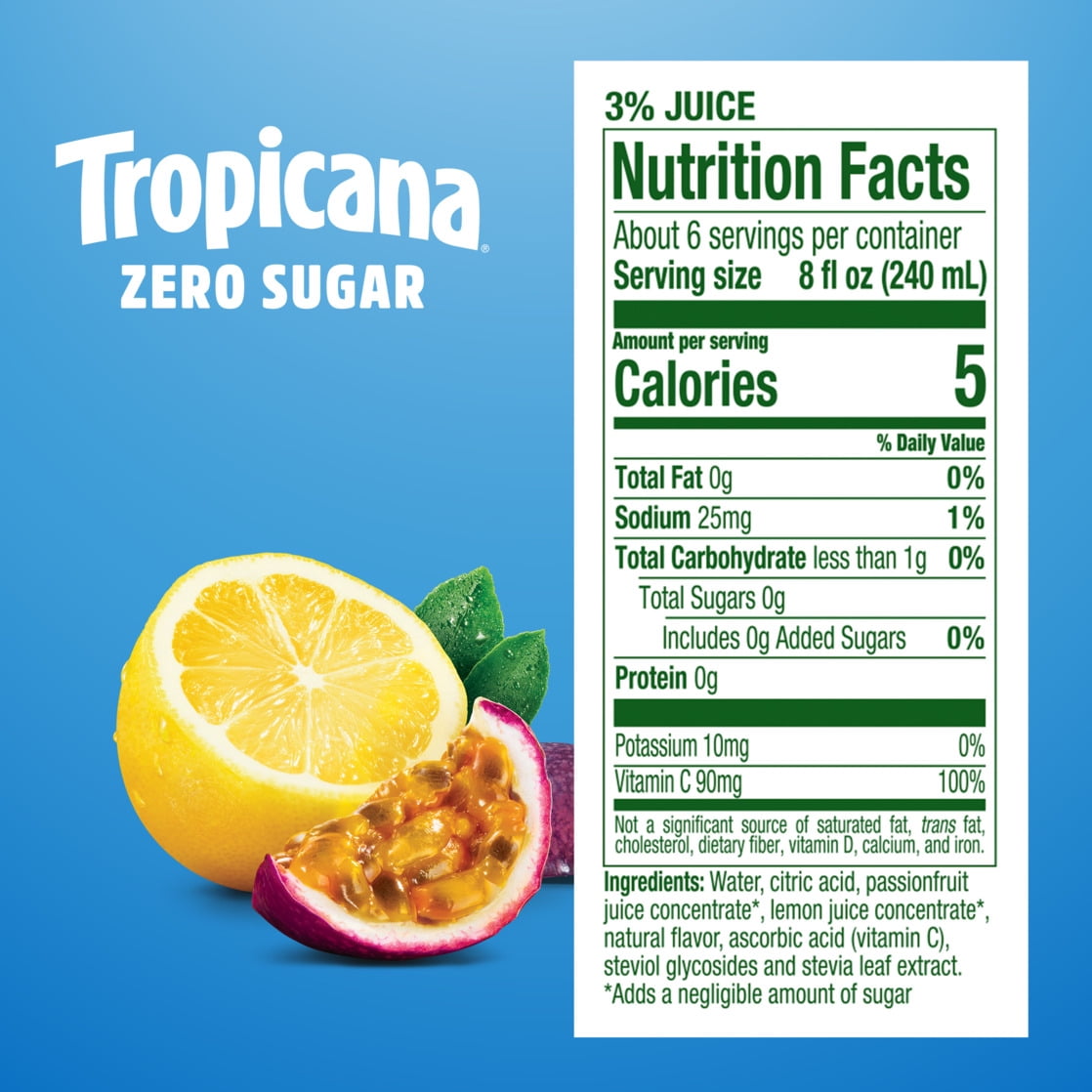 Tropicana Zero Sugar Passionfruit Lemonade, 46 fl oz Bottle