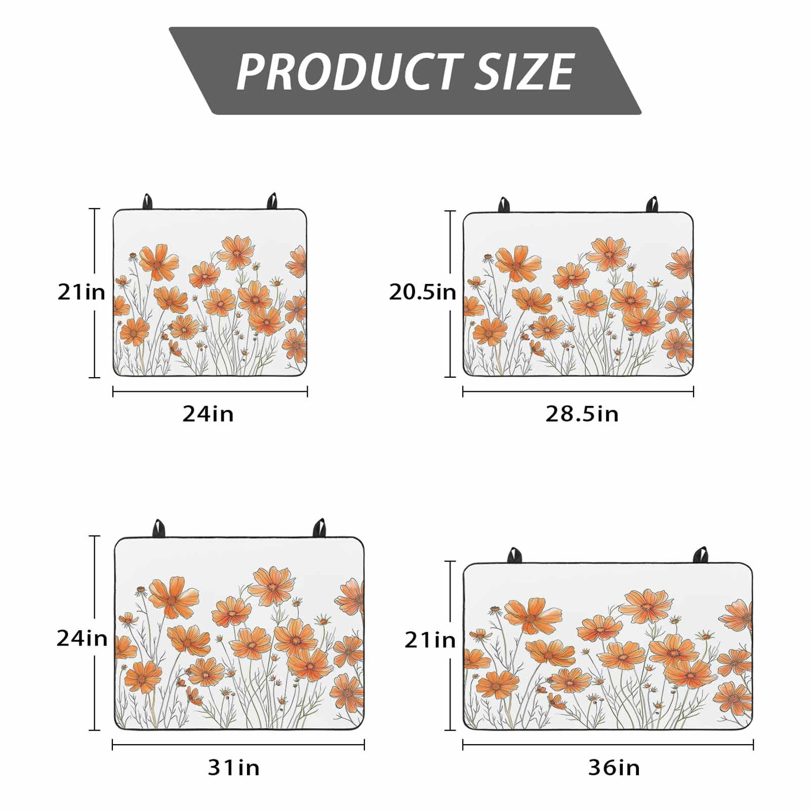 Orange Spring Floral Stove Top Cover for Electric Stove, Heat-proof & Non Slip Glass Top Stove Cover Protector, Summer Botanical Watercolor Daisy Kitchen Flat Cooktop Rubber Mat 28.5x20.5 Inches