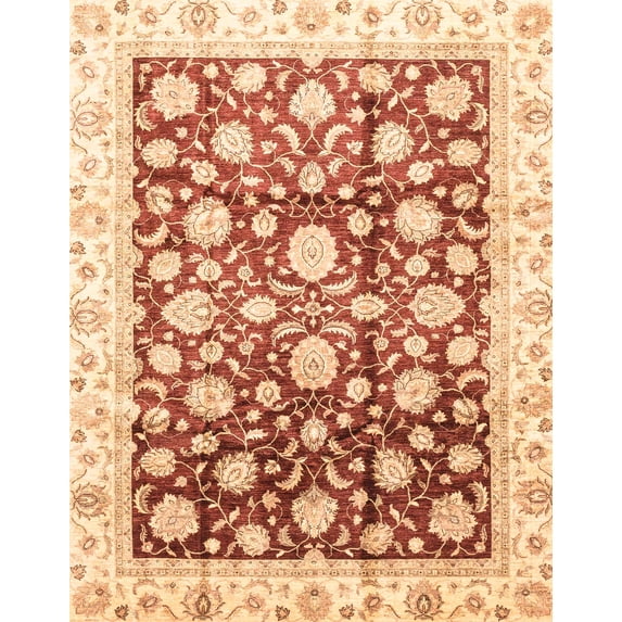 Ahgly Company Machine Washable Indoor Rectangle Abstract Brown Gold Area Rugs, 5' x 7'