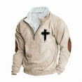 thumbnail image 4 of Aobny Mock Neck Mens Pullover Khaki Christian 1/4 Zip Tops Men Mens Shirt,L, 4 of 5