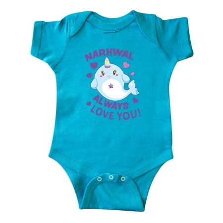 

Inktastic Narwhal Always Love You in Blue and Purple Gift Baby Boy or Baby Girl Bodysuit