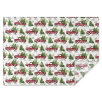 White Christmas Red Truck and Tree Pattern Rectangle Tablecloth 60"x84",Waterproof Polyester Rectangle Table Cloth, Wipeable Spillproof Polyester Tablecloth for Dining, Camping, Indoor and Outdoor