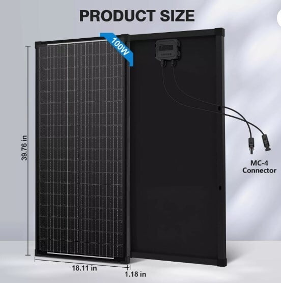WERCHTAY 18BB N-Type 100 Watt Solar Panel 12V, 26% High-Efficiency, Solar Panel for Power Station, RV, Cabin, Off-Grid Applications