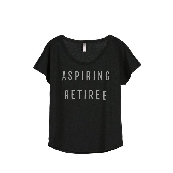 Aspiring Retiree Women's Fashion Slouchy Dolman T-Shirt Tee Heather Black Small