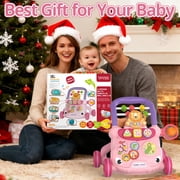 JoyStone Baby Walker with Music Piano and Activity Toys, Educational Push Walker for Infants 6-12 Months (Pink)