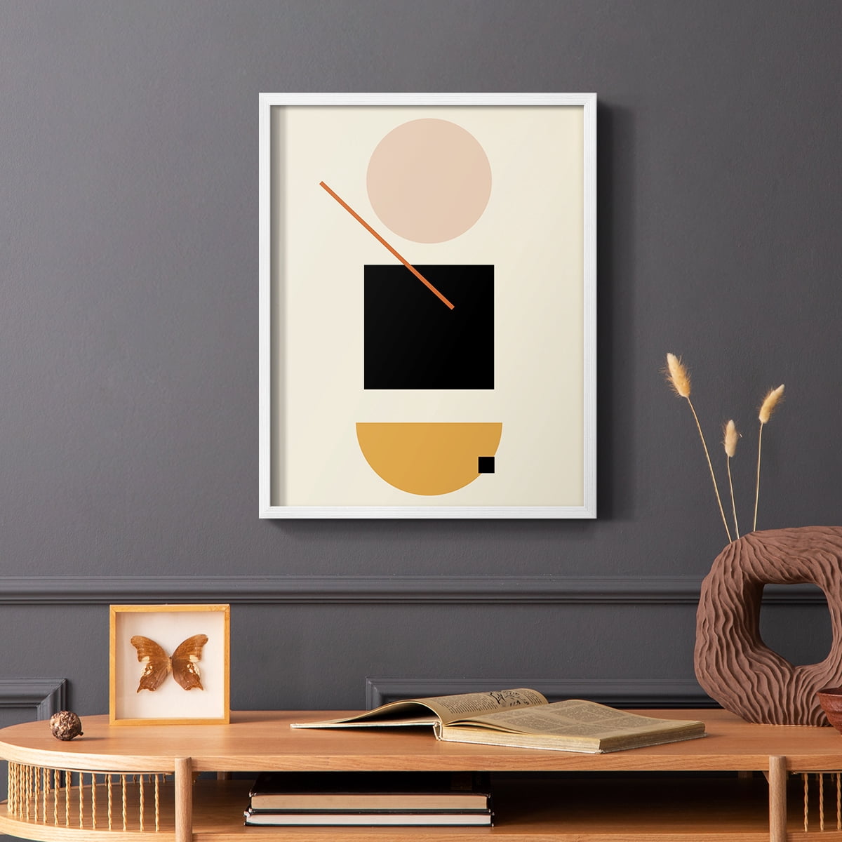 Simple Shape in White Solid Wood 11 x 14 Framed Print