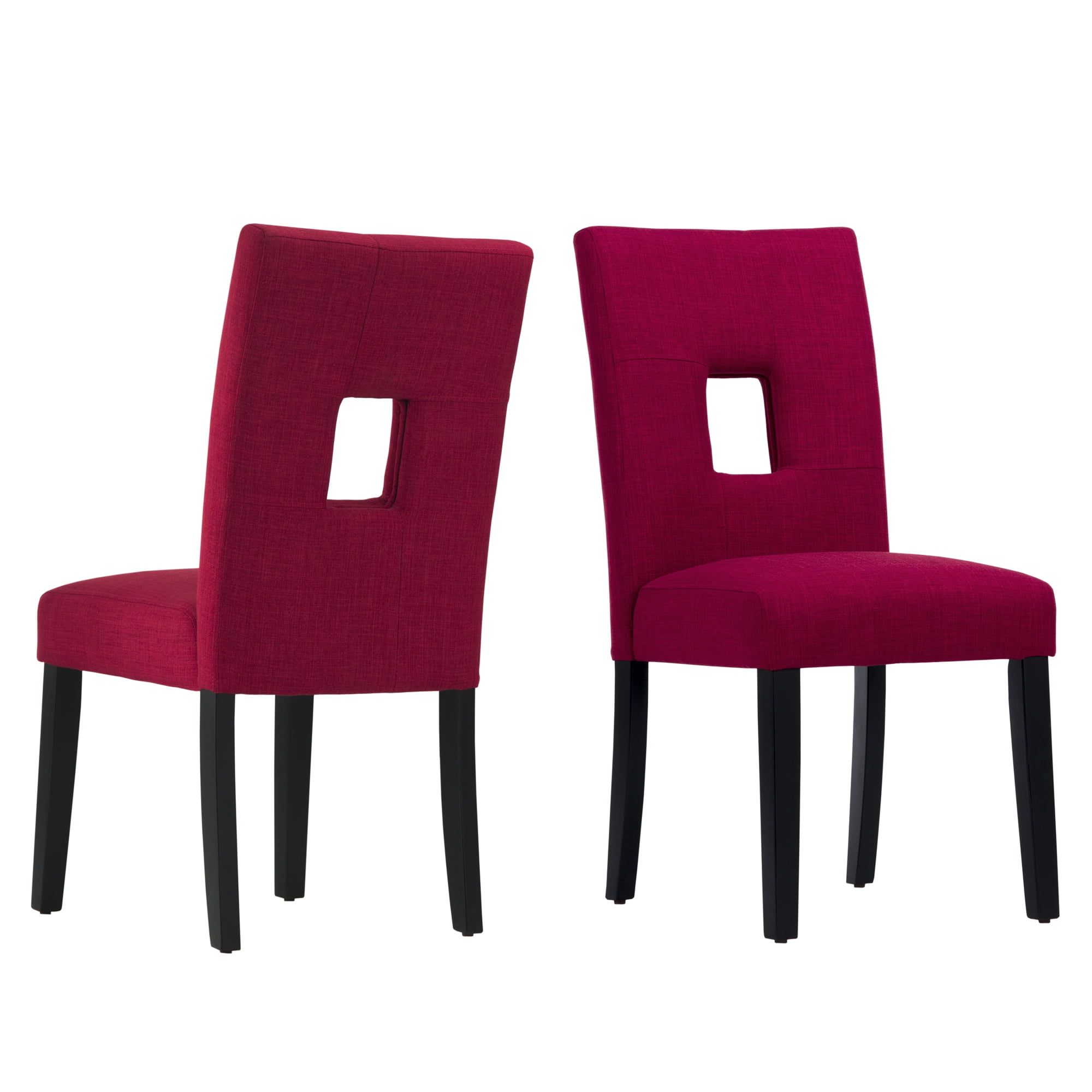 Weston Home Landen Keyhole Linen Dining Side Chair, Red (Set of 2)