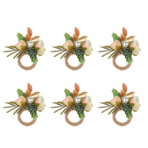 Giaone Set of 6 Handmade Rose Napkin Holders Spring Table Decors Floral Rings Accent