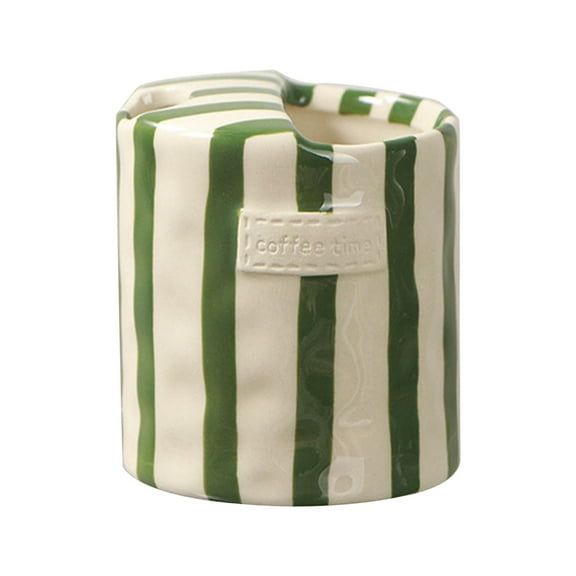 Retro Striped Hand-Painted Ceramic Mark Hand-Held Cup, 10oz Ceramic Coffee Mugs Porcelain Coffee Cup Hand-Painted Striped Art Multiple Use for Kitchen for Espresso, Milk, Juice, and More