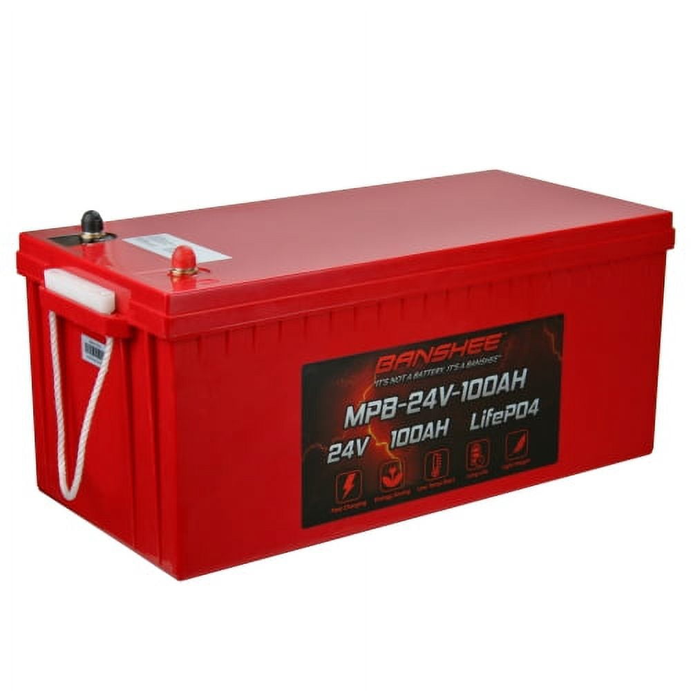 Banshee 24V Lithium Battery | LiFePO4 Battery | 24V 100AH Lithium Iron Phosphate Battery | Built-in BMS | Perfect for RV, Solar, Marine, Home Energy Storage and Off-Grid Applications