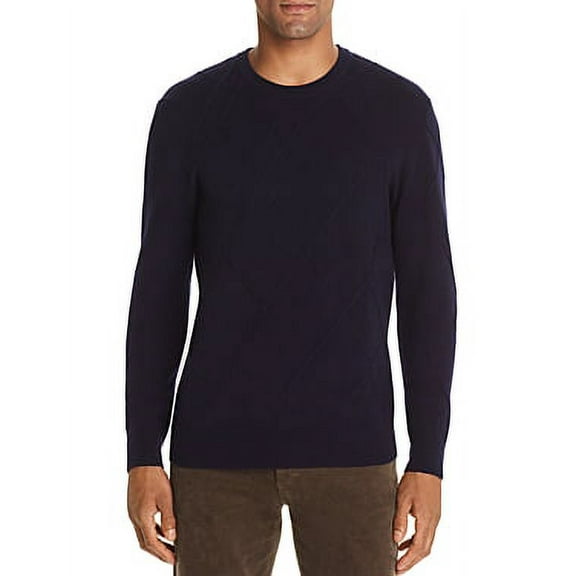 The Men's Store  Designer  Wool Twist Ribbed Cable-Knit Sweater Navy-2XL
