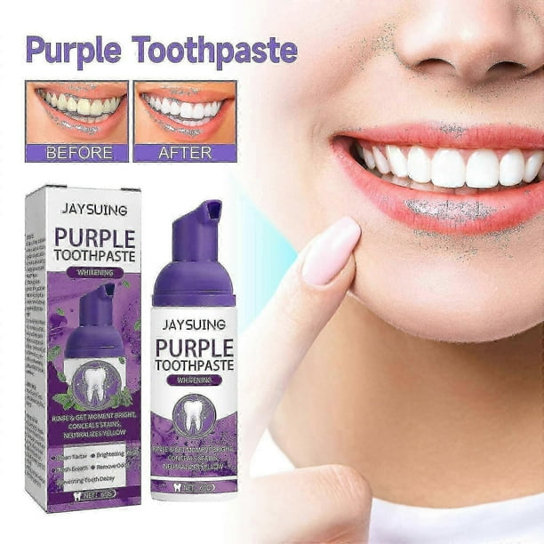 Jaysuing Purple Teeth Whitening Toothpaste Whitens Teeth, Cleans Tooth Stains And Dilutes Oral Odor 1PCS | 1PCS