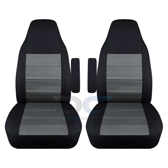 Fits 1992-1998 Ford F-150 Velour Seat Covers Solid Bench w Molded Headrests:Black Charcoal