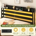 thumbnail image 4 of Yoobure Queen Bed Frame with USB Port&LED ,Standard Queen Size Bed Frame with Headboard,Black, 4 of 9