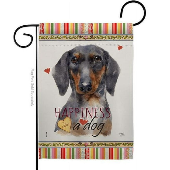 Breeze Decor G160252-BO Black Tan Dachshund Happiness Animals Dog 13 x 18.5 in. Double-Sided Decorative Vertical Garden Flags for House Decoration Banner Yard Gift