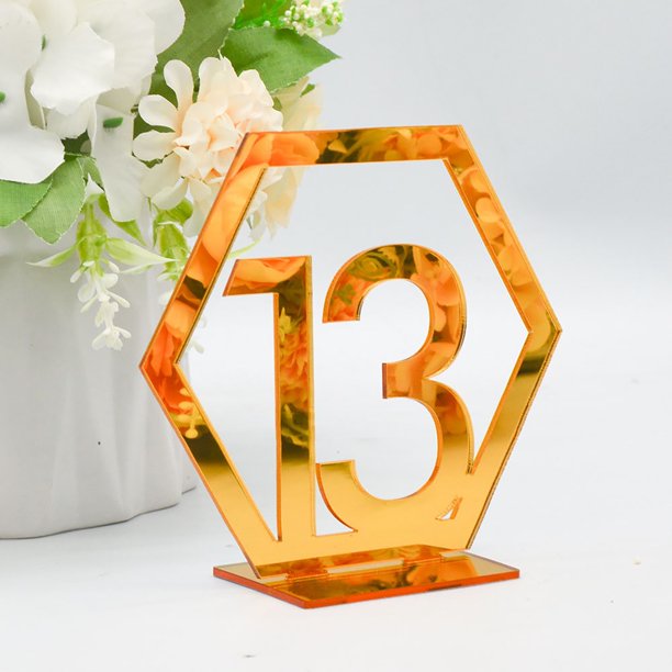 Drpgunly Home Decor Three Dimensionals Gold And Silver Acrylic Wedding Digital Table Number Card