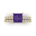 thumbnail image 2 of Clara Pucci 18K Yellow Gold Princess Cut 2Ct Natural Amethyst Engagement Ring + Matching Band - Luxury Box Included, 2 of 7