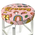 thumbnail image 3 of Fuzoiu Retro 70s Hippie Print Bar Stool Cushions, Super Breathable Round Bar Stool Covers,Seat Cushion Round- One Cushion Only-14 inch, 3 of 7