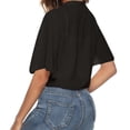 thumbnail image 5 of Summer Shrugs for Women Cropped Cardigan Short Sleeve Open Front Sheer Shawl Cardigans Lightweight Chiffon Bolero Black XL, 5 of 7