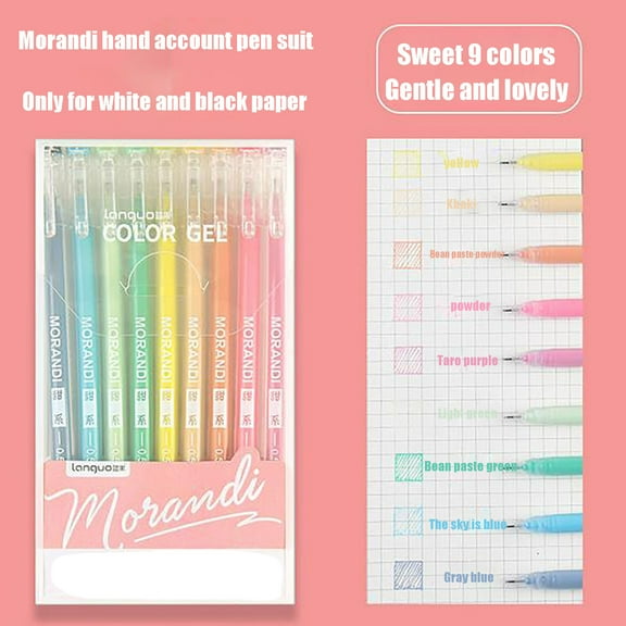 Colored Pens, Gel Pens, Journaling Supplies, 9 Pcs Colorful Pens, Fine Point Smooth Writing Pen, Large-Capacity Multi-Color Pens, Colored Ink Gel Pen, Color Stationery Pens Sets 10ml
