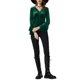 thumbnail image 2 of INSPIRAR CHIC Blusa de terciopelo de Navidad para mujeres, con cuello en V, para fiestas de Halloween, con mangas largas acampanadas y corte peplum, XS Verde Oscuro, 2 of 8