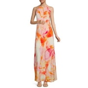 Laundry Halter Neck Sleeveless Tie Dye Print Zipper Back Linen Dress-ABSTRACT AURORA / 4