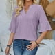 thumbnail image 4 of KIHOUT Blusa de manga corta con cuello redondo y estampado de moda de verano para mujer, camisetas divertidas, blusas para mujer, liquidación, 4 of 5