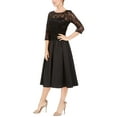 thumbnail image 3 of Jessica Howard Robe de Soirée Évasée Noire à Sequins Manches 3/4 Encolure Illusion sous le Genou Taille 4P, 3 of 4