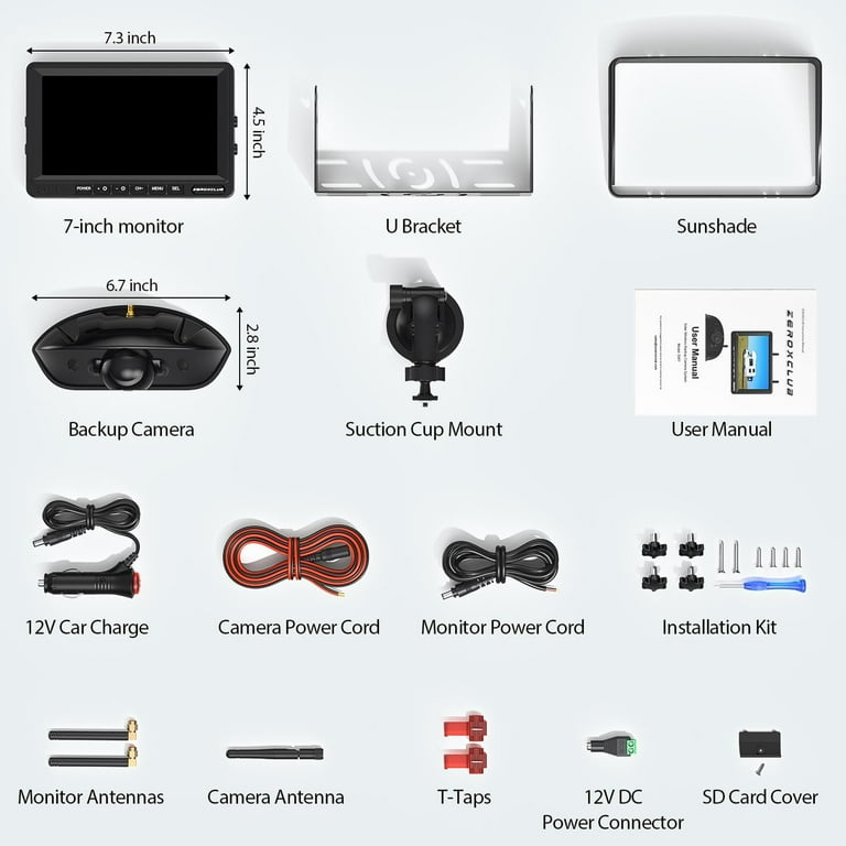 ZEROXCLUB 1080P 7 Inch Wireless Backup Camera System, IR Night Vision Rear View Camera, IP69K Waterproof, Compatible With Furrion Pre-Wired RV Truck Trailer