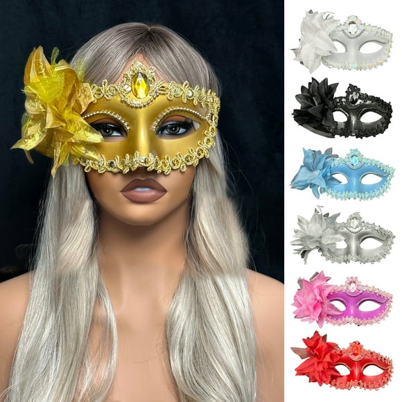 Masquerade Face Cushion for Women Venetian Halloween Party Lace Up Eye Cushion Fancy Dress Prom Ball Costume for Mardi Gras Carnival