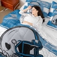 thumbnail image 4 of jejeloiu Rugby Ball Game 7-Piece Twin Bedding Sets,Gray White Blue Bedding Comforter Set For Football Gamer Reversible, 4 of 8