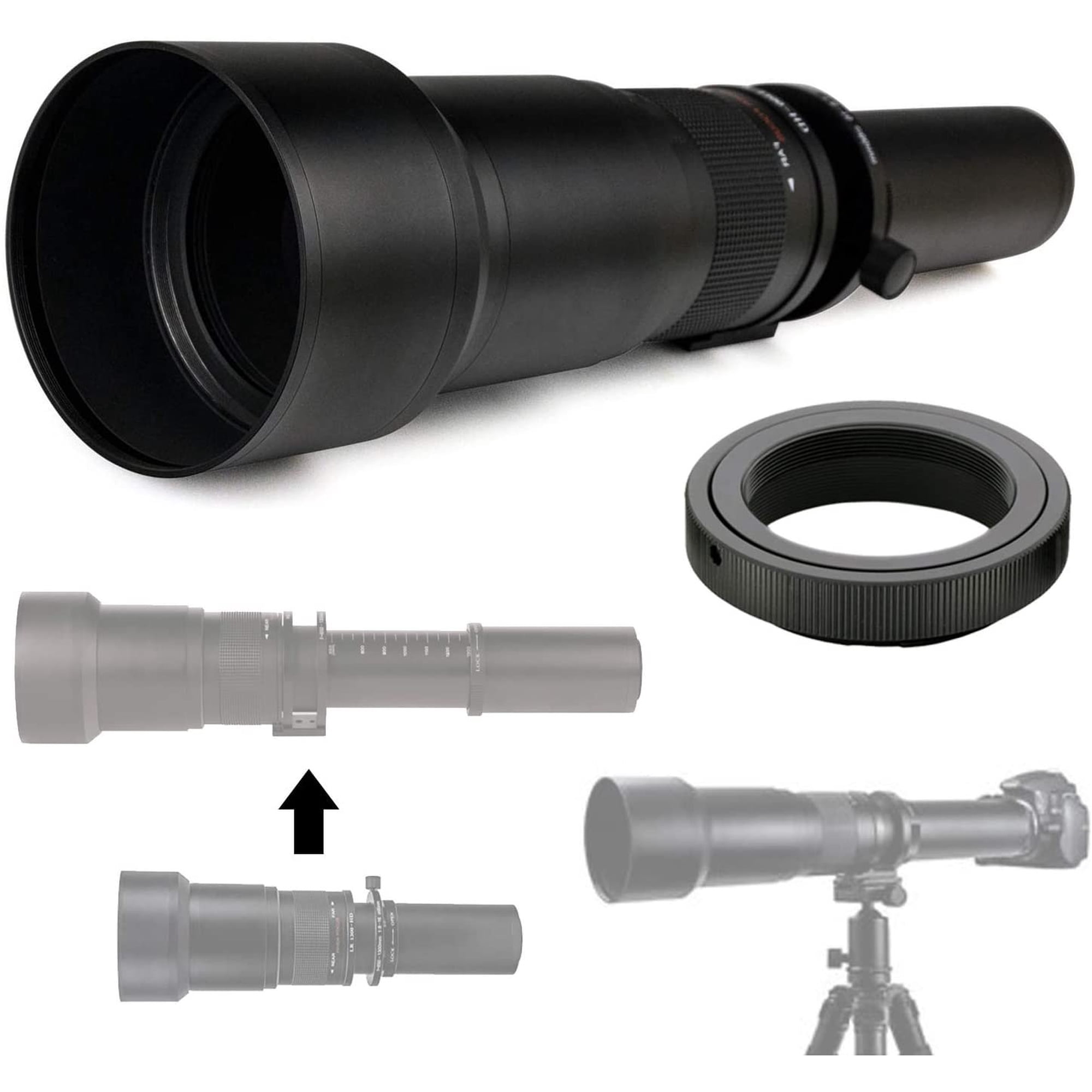 Commander Optics 650-1300mm f/8-16 HD Telephoto Zoom Lens for Canon EF/EF-S Mount Cameras