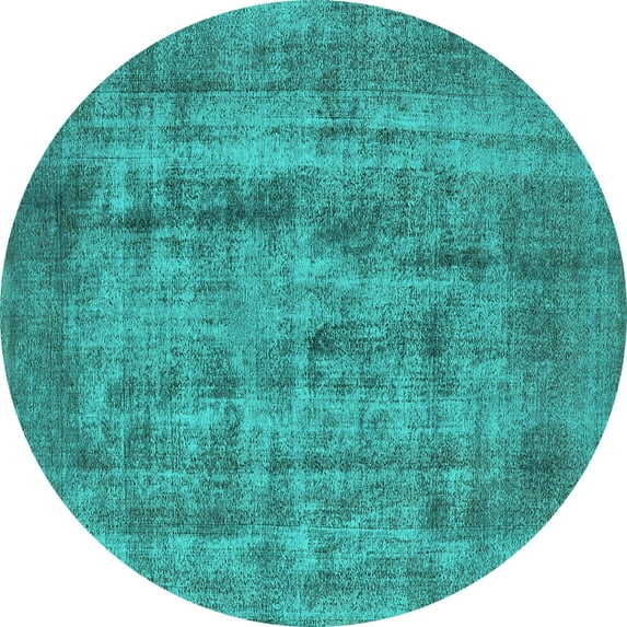 Ahgly Company Indoor Round Oriental Turquoise Blue Industrial Area Rugs, 3' Round