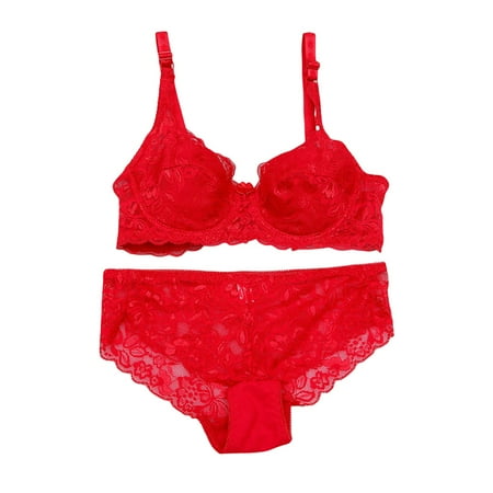 QIJUNTUO Women s Underwire Lace Bra & Brief Set  Adjustable Straps Breathable Comfort Lingerie for Everyday & Special Occasions