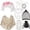 Type-13, variant on ICHTHYOSAUR 100 Days of School Costume, Old Lady Cosplay Black White Curly Wig Glasses Wig Cap Cane Hair Roller Necklace Bracelet