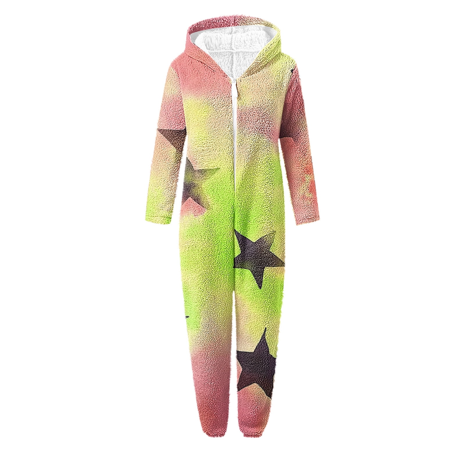 Aofany Girls Onesies Pajamas Fleece Zip Up Jumpsuits Fuzzy Sherpa One Piece Loungewear Sleepwear Kids Hooded Rompers Costume Winter Clothes for 5-15 Years