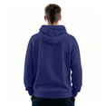 thumbnail image 4 of Plain Solid Fleece Hooded Sweatshirt For Men, Loose Long Sleeve Athletic Shirt, Daily Drawstring Hood Outerwear Blue 3XL, 4 of 8
