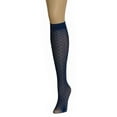 thumbnail image 2 of MeMoi Diamond Threads Net Knee High Socks - Womens - Female, One Size, Solid Black, 2 of 4