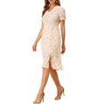 thumbnail image 4 of Allegra K Women's Chiffon Ruffled V Neck Vintage Floral Midi Dress, 4 of 5