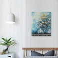 thumbnail image 3 of JRXY  Tree Wall Art Canvas Teal Landscape Painting Blue Forest Textured Picture Panoramic Abstract Nature Artwork Framed for Bathroom Living Room Bedroom Home Office Wall Decor 16x20 in, 3 of 4