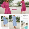 thumbnail image 4 of PRETTYGARDEN Womens Long Sleeve Maxi Dress Fall Trendy Elegant V Neck Flowy Wedding Guest Holiday Formal Long Dresses, 4 of 9