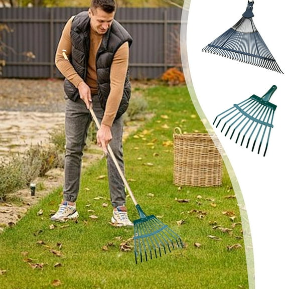 Japceit Artificial Grass Rake Tool, Heavy Duty Lawn Rake for Leaves and Debris, Durable Garden Tool with Ergonomic Handle, Groundskeeping Equipment for Yard Maintenance