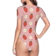 thumbnail image 4 of Daiia Strawberry print Women's Crew Neck Short Sleeve Bodysuit Fashion Tops Fit Casual Basic Extender Bodysuit-Small, 4 of 9