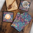 thumbnail image 5 of Purple Pioneer Flower and Paisley Pattern Kitchen Oven Mitt and Pot Holder Sets 4 Pcs for Baking, Cooking and Grilling, Heat Resistant Up To 392 °F, 5 of 7