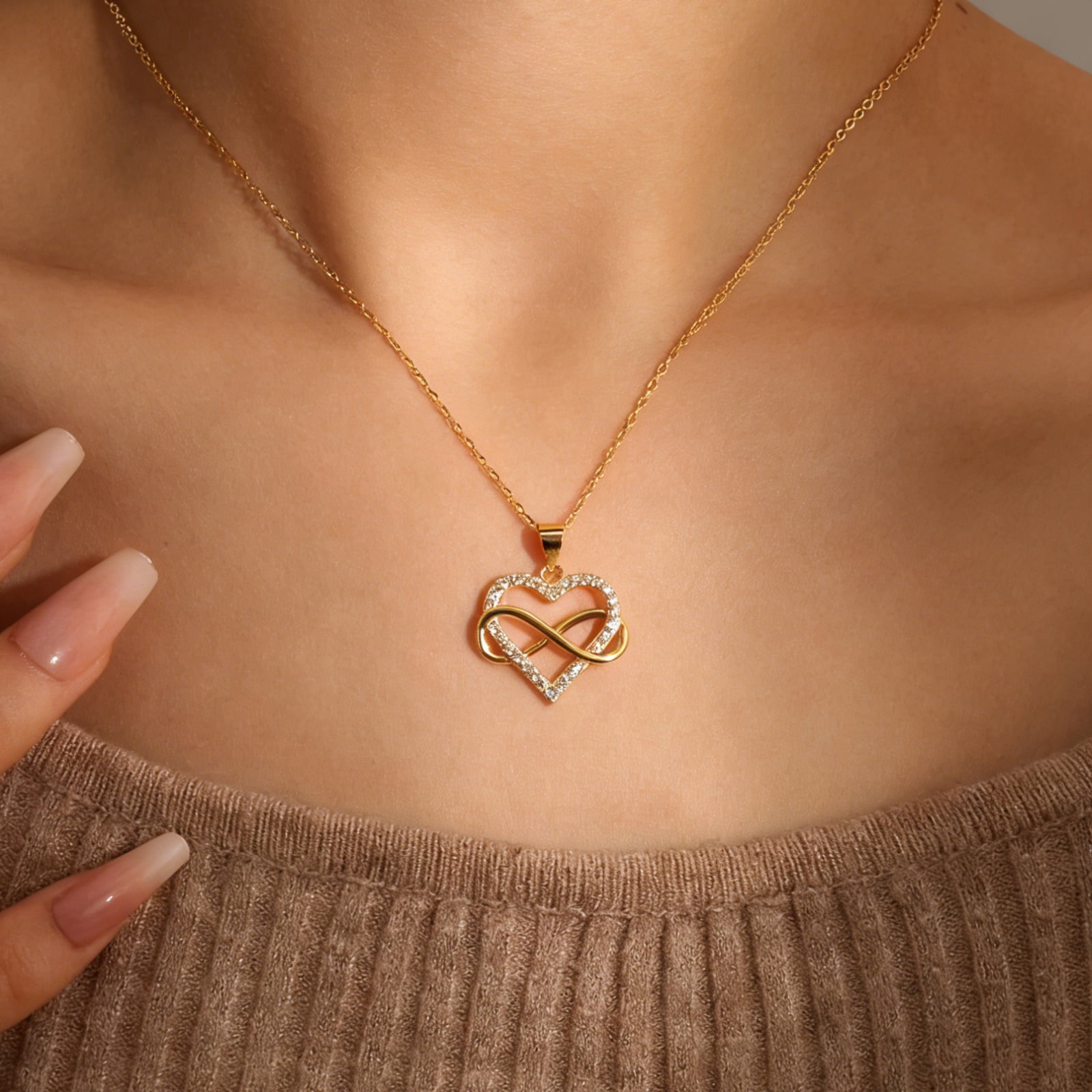 SFTING Necklaces for Woman Infinity Pendant Love Heart Necklace Silver 18K Plated Valentine Gift for Her