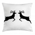 thumbnail image 1 of Deer Hunting Throw Pillow Cushion Cover, Monochromatic Two Reindeer Silhouette Illustration Plain Background, Decorative Square Accent Pillow Case, 16" X 16", Charcoal Grey White, by Ambesonne, 1 of 2