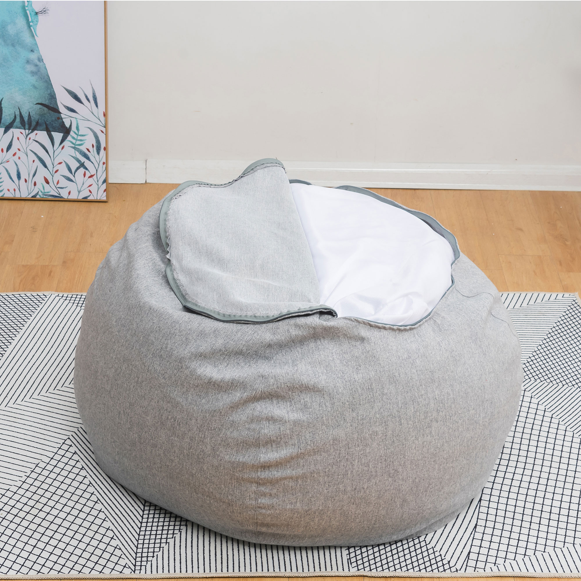Bean Bag Chair Cover, Sofa Cover Beanbag Chair Cover Perfect for Reading, Alternative Seating Cover for Adults and Kids Cotton Linen Bean Bag Storage Chair Cover without Filling - image 4 of 7