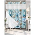 thumbnail image 4 of Nautical Lighthouse No Hook Shower Curtain Waterproof,Bathroom Curtains with Snap in Liners and See Through Top Window,Ocean Starfish Anchor Sailboat Shell Hotel Bathtub Curtains Shower 66"Wx72"L, 4 of 8