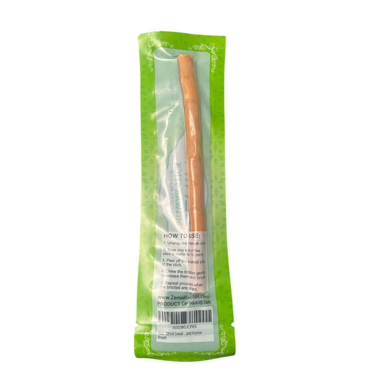 (12 Pack) Zenia Sewak Natural Miswak Toothbrush - Vacuum Sealed & Individually Wrapped Natural Flavor Traditional Toothbrush Stick